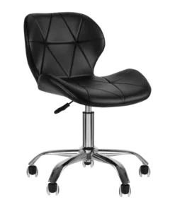 GLOSSIQ QS-06 Cosmetische Kruk – Zwart – Met Rugleuning – Verstelbaar – Luxe Design
