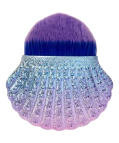 GLOSSIQ – Stofferkwast voor Nagelstof – Glanzend Paars/Zilver – Zachte Haren – 8,5 cm